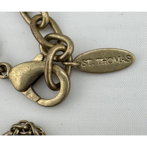 St Thomas Tribal Gold Tone Rhinestone Necklace Egypt Revival - Picture 5 of 7